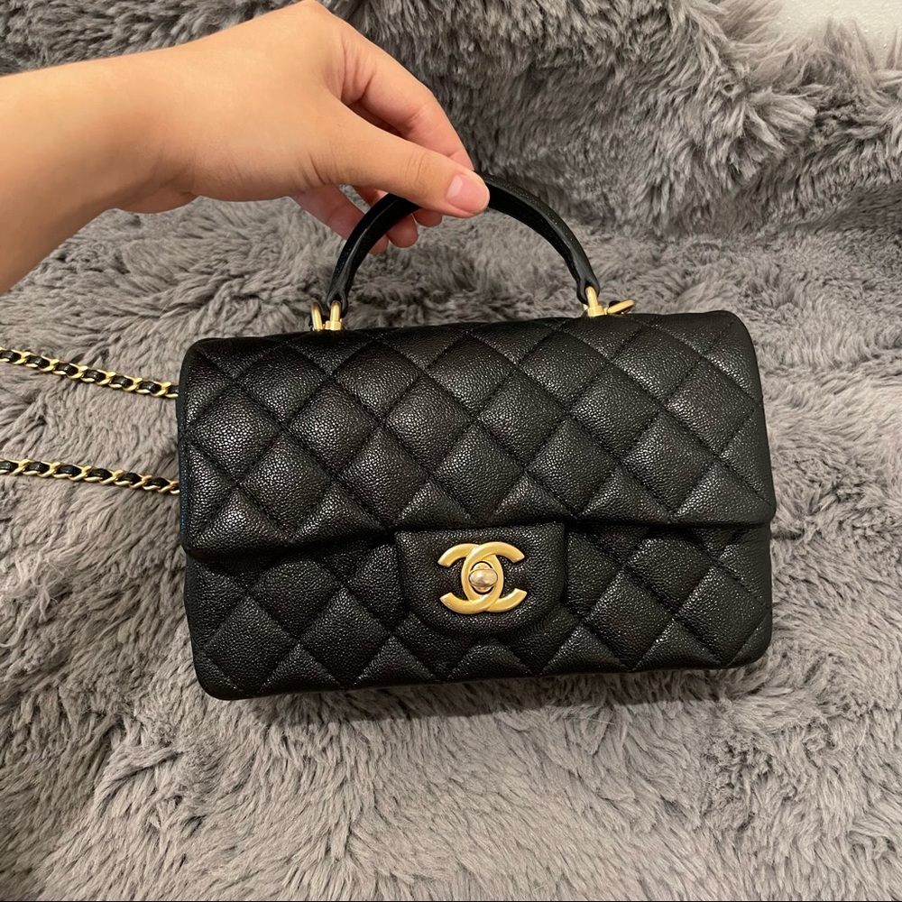 Chanel mini top handle caviar